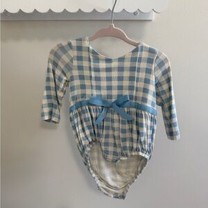 Kate Quinn Blue and White Checkered Bodysuit